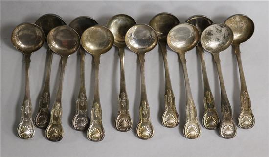 A set of six Victorian Scottish silver Kings pattern sauce ladles, Mackay & Chisholm, Edinburgh, 1864, 15 oz.